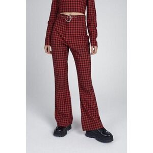 THE RAGGED PRIEST Milk It Crimson Flared Red Gingham Trouser Pants Checker Print